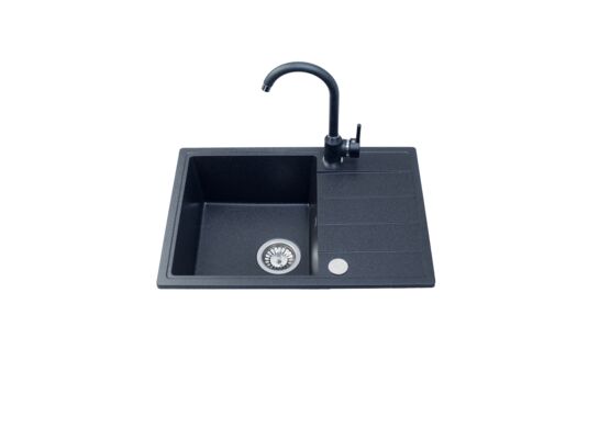 Zestaw zlewozmywak granitowy Metro 1 komora krótki ociekacz graphite rock 62 x 44 x 19,5 Miló
