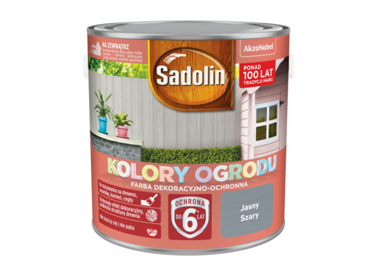 Farba dekoracyjno-ochronna Kolory Ogrodu Jasny Szary 2,5 l Sadolin