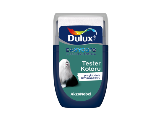 Farba Dulux EasyCare Kuchnia i Łazienka tester – przykładnie szmaragdowy