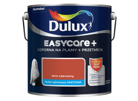 Farba tytanowa Dulux EasyCare+ Plamy+Przetarcia Etno Czerwony 2,5 l