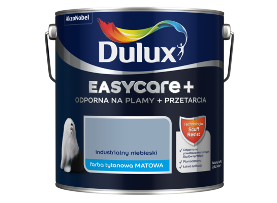 Farba tytanowa Dulux EasyCare+ Plamy+Przetarcia Industrialny Niebieski 2,5 l