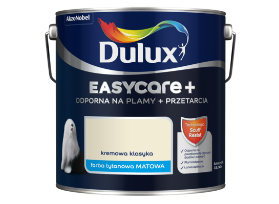 Farba tytanowa Dulux EasyCare+ Plamy+Przetarcia Kremowa Klasyka 2,5 l