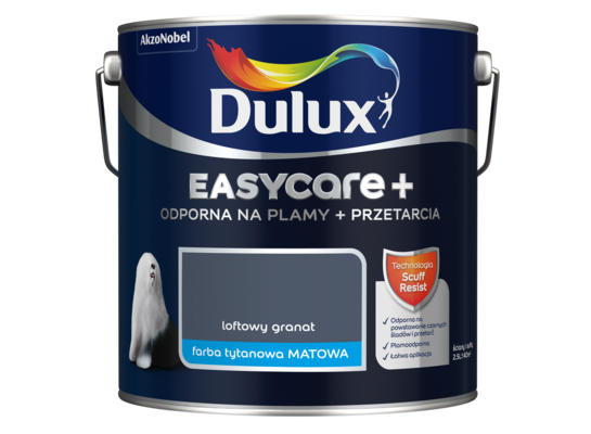 Farba tytanowa Dulux EasyCare+ Plamy+Przetarcia Loftowy Granat 2,5 l