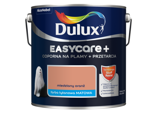 Farba tytanowa Dulux EasyCare+ Plamy+Przetarcia Miedziany Oranż 2,5 l