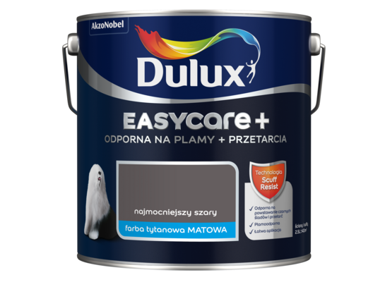 Farba tytanowa Dulux EasyCare+ Plamy+Przetarcia Najmocniejszy Szary 2,5 l