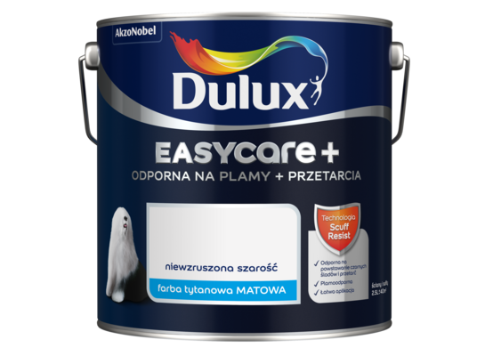 Farba tytanowa Dulux EasyCare+ Plamy+Przetarcia Niewzruszona Szarość 2,5 l