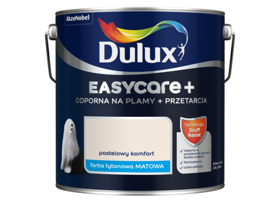 Farba tytanowa Dulux EasyCare+ Plamy+Przetarcia Pastelowy Komfort 2,5 l