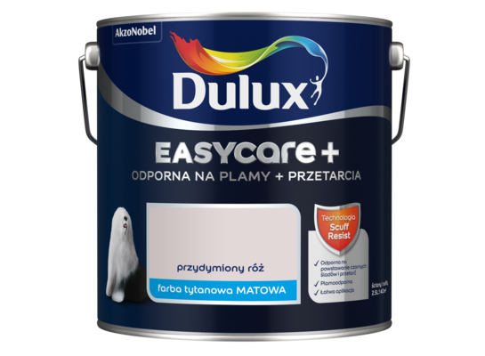 Farba tytanowa Dulux EasyCare+ Plamy+Przetarcia Przydymiony Róż 2,5 l