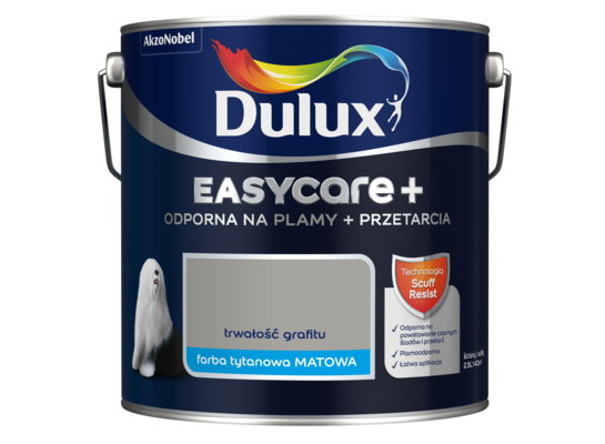 Farba tytanowa Dulux EasyCare+ Plamy+Przetarcia Trwałość Grafitu 2,5 l