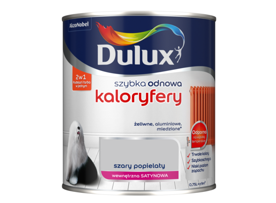 Farba akrylowa Dulux Szybka Odnowa Kaloryfery 0,75 l – szary popielaty