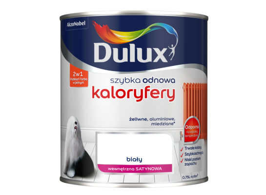 Farba akrylowa Dulux Szybka Odnowa Kaloryfery 0,75 l – biały