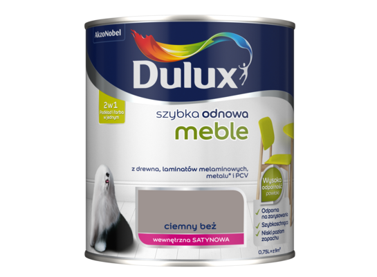 Farba akrylowa Dulux Szybka Odnowa Meble 0,75 l – ciemny beż