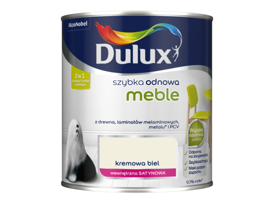 Farba akrylowa Dulux Szybka Odnowa Meble 0,75 l – kremowa biel