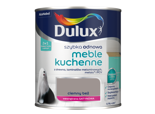 Farba akrylowa Dulux Szybka Odnowa Meble Kuchenne 0,75 l – ciemny beż