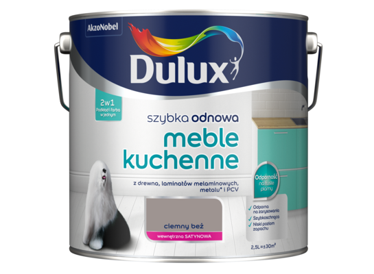 Farba akrylowa Dulux Szybka Odnowa Meble Kuchenne 2,5 l – ciemny beż