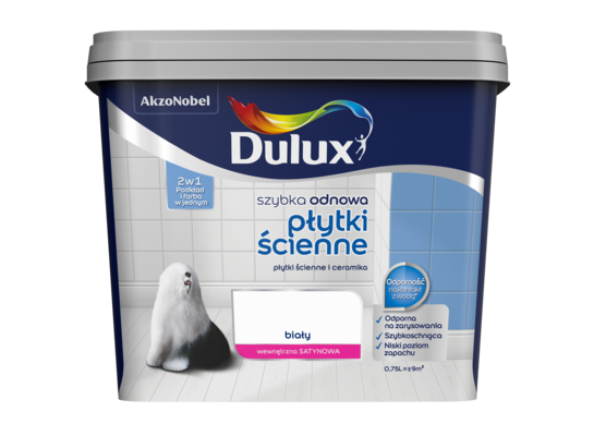 Farba akrylowa Dulux Szybka Odnowa Płytki Ścienne 0,75 l – biały