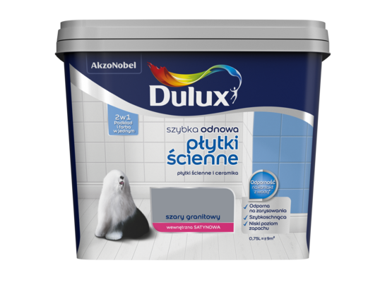 Farba akrylowa Dulux Szybka Odnowa Płytki Ścienne 0,75 l – szary granitowy