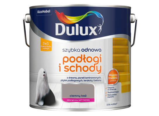 Farba akrylowa Dulux Szybka Odnowa Podłogi i Schody 2,5 l – ciemny beż