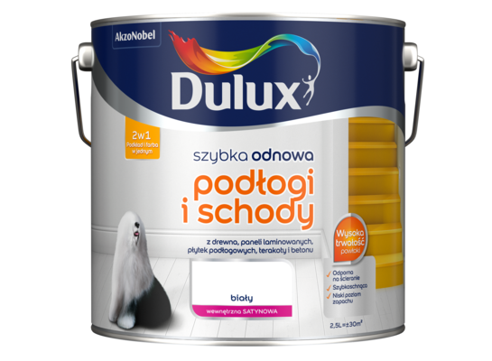 Farba akrylowa Dulux Szybka Odnowa Podłogi i Schody 2,5 l – biały