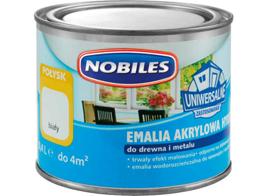 Farba akrylowa NB HYDRO EMAL AKR Biała POŁ 0,4 l