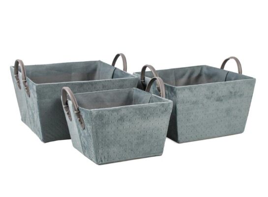 Koszyk do przechowywania kwadratowy szary 22 x 22 x 14 cm z uchwytami