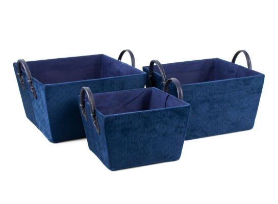Koszyk do przechowywania kwadratowy niebieski 26 x 26 x 16 cm z uchwytami