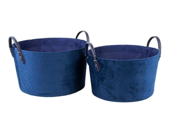 Koszyk do przechowywania okrągły niebieski 32 x 32 x 18 cm z uchwytami