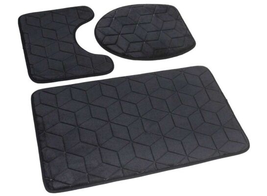 Dywanik łazienkowy SUMBA kpl 3 szt.czarny 04 45x75+45x35+35x44 Euromat
