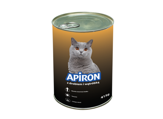 Karma mokra dla kotów 415 g z drobiem i wątróbką Apiron