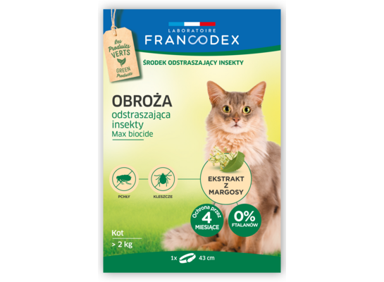 Obroża dla kotów odstraszająca insekty 43 cm FRANCODEX