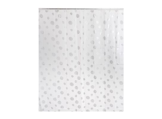 Zasłonka prysznicowa 180 x 180 cm PEVA wzór: szare spirale na białym tle AWD Interior