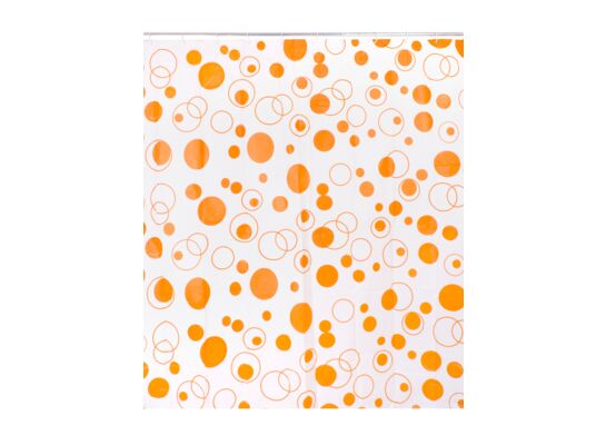 Zasłonka prysznicowa 180 x 180 cm PEVA pomarańczowe koła i okręgi AWD Interior