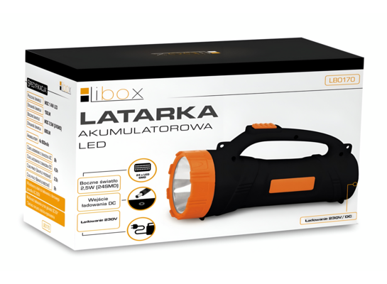 Latarka akumulatorowa LED 1,4 W ze światłem bocznym 2,5 W LB0170 LIBOX