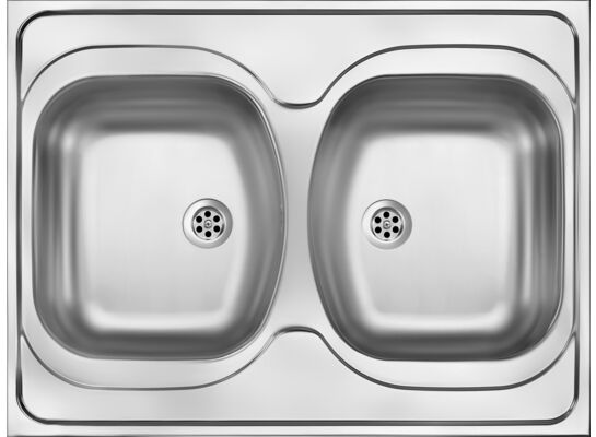 Zlewozmywak stalowy 2-komorowy Tango 80 x 60 z syfonem