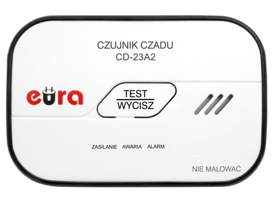 Czujnik czadu ''Eura'' CD-23A2 wolnostojący, bateryjny DC 3 V (2x 1,5V LR6)