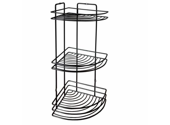 Półka łazienkowa 3 półki narożna czarna