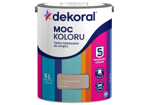 Farba lateksowa do wnętrz MOC KOLORU Kawowa pralinka 5 l Dekoral