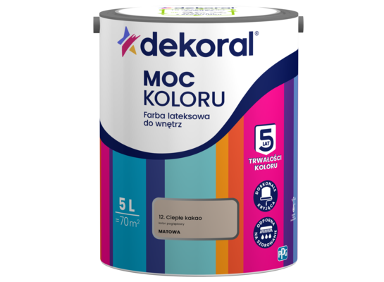 Farba lateksowa do wnętrz MOC KOLORU Ciepłe kakao 5 l Dekoral