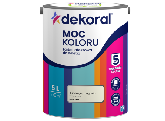 Farba lateksowa do wnętrz MOC KOLORU Kwitnąca magnolia 5 l Dekoral