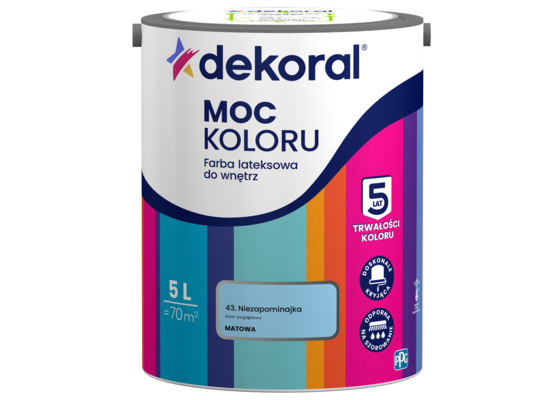 Farba lateksowa do wnętrz MOC KOLORU Niezapominajka 5 l Dekoral