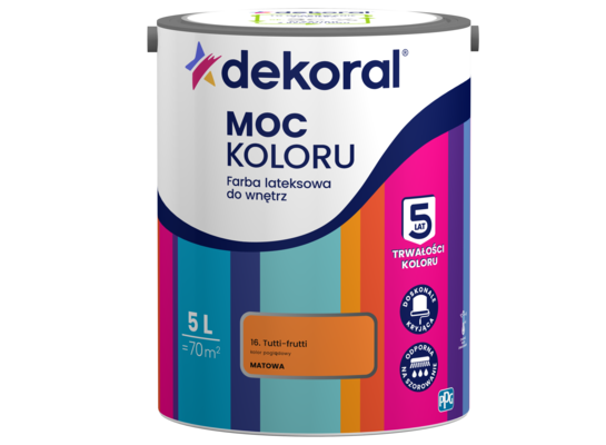 Farba lateksowa do wnętrz MOC KOLORU Tutti-frutti 5 l Dekoral