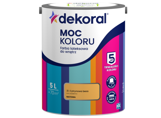 Farba lateksowa do wnętrz MOC KOLORU Cytrynowa beza 5 l Dekoral