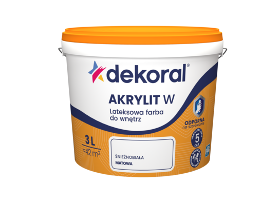 Farba lateksowa do wnętrz AKRYLIT W Śnieżnobiała 3 l Dekoral