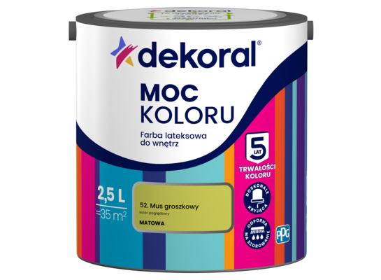 Farba lateksowa do wnętrz MOC KOLORU Mus groszkowy 2,5 l Dekoral