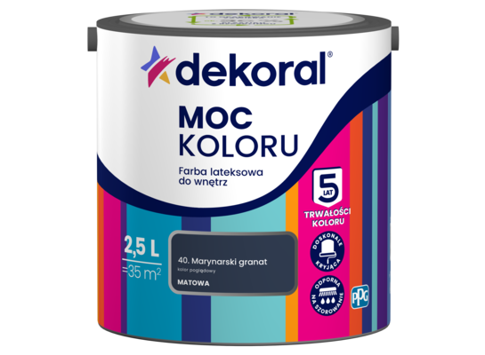 Farba lateksowa do wnętrz MOC KOLORU Marynarski granat 2,5 l Dekoral