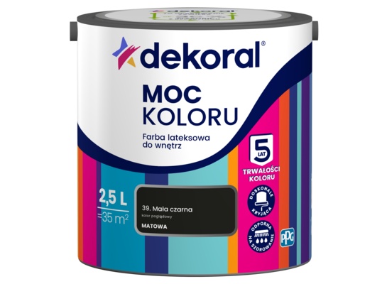 Farba lateksowa do wnętrz MOC KOLORU Mała czarna 2,5 l Dekoral
