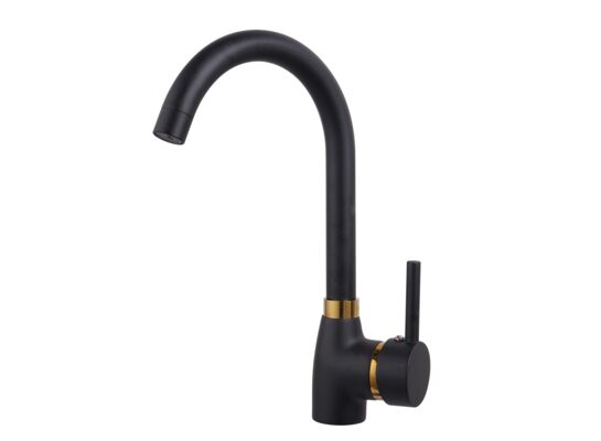 Bateria jednouchwytowa zlewozmywakowa sztorcowa LUNA czarno-złota