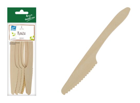 NJB Noże drewniane 6 szt, 16 cm (wersja II)