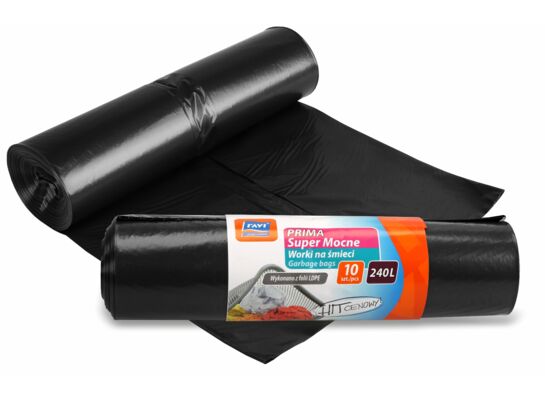Worki na śmieci Prima 240 l LDPE czarne, 10 szt.