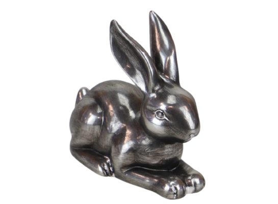 Figurka ceramiczna Zając 16,8 cm srebrny